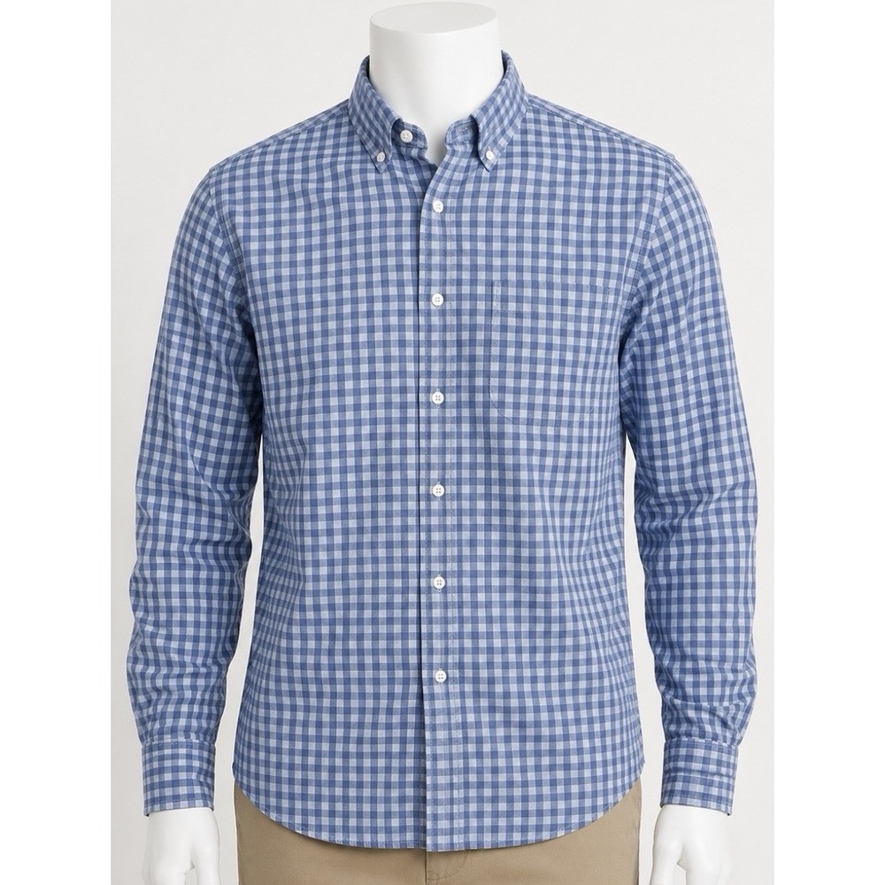 OXFORD Luxury Collection Men's Long Sleeve Checked Shirt Large L Blue
